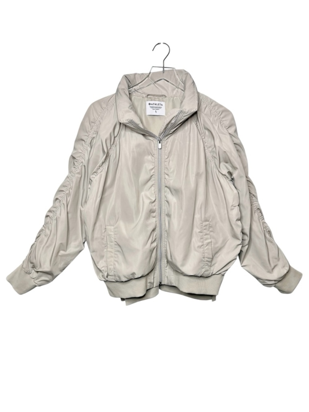 Athleta Abalone Gray Jetset Bomber Windbreaker Women’s Jacket Sz XL